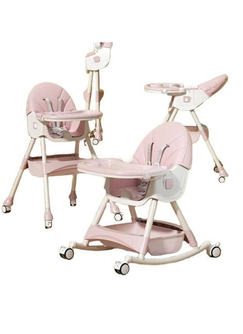 Highchair With Large Feeding Tray, 3-Gear Adjustable Seat Cushion