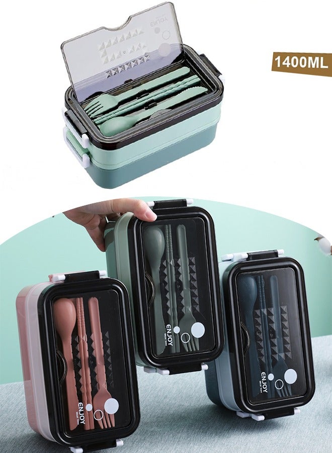 Large-capacity Double-layer Insulated Lunch Box with Cutlery for Teenagers and Workers at School Classroom Canteen Back to School Portable Lunch Box Home Kitchen Supplie  - Image 1