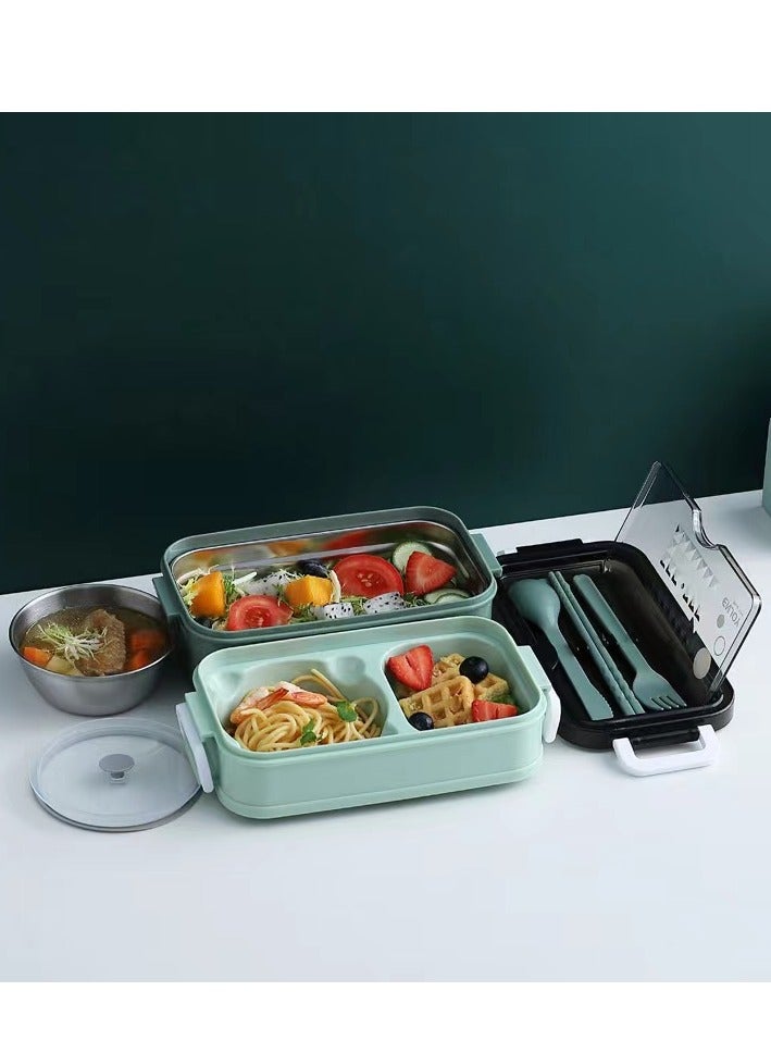 Large-capacity Double-layer Insulated Lunch Box with Cutlery for Teenagers and Workers at School Classroom Canteen Back to School Portable Lunch Box Home Kitchen Supplie  - Image 5
