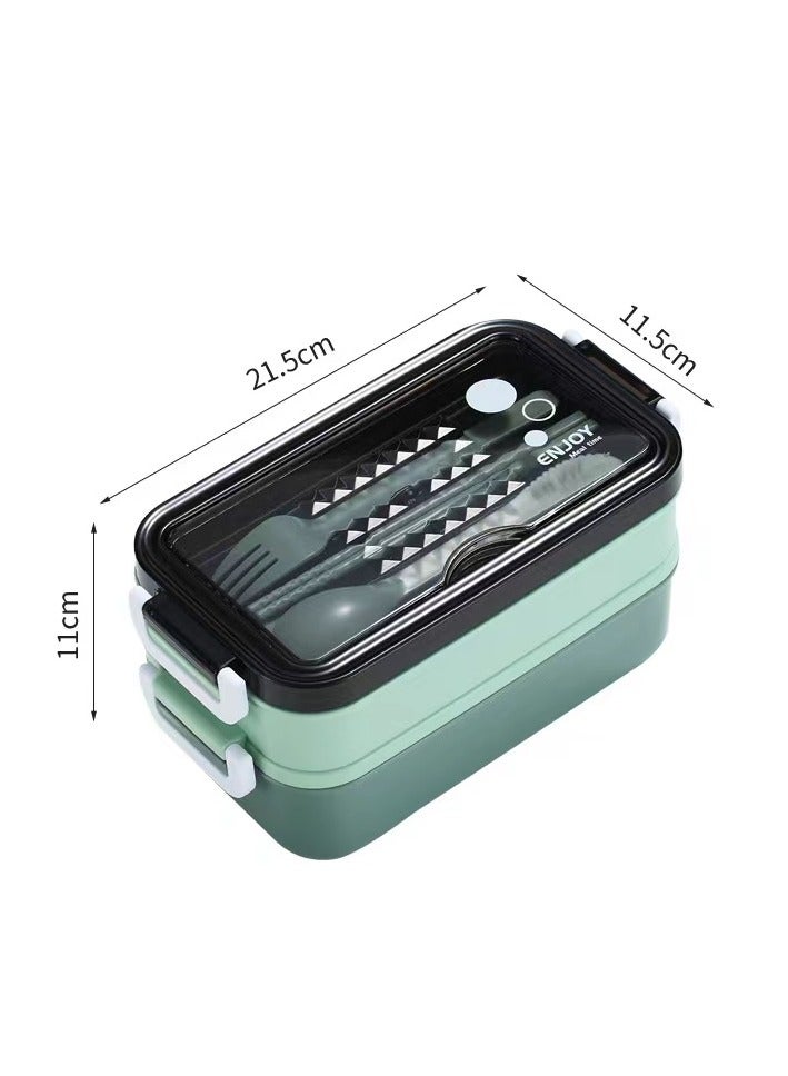 Large-capacity Double-layer Insulated Lunch Box with Cutlery for Teenagers and Workers at School Classroom Canteen Back to School Portable Lunch Box Home Kitchen Supplie  - Image 2