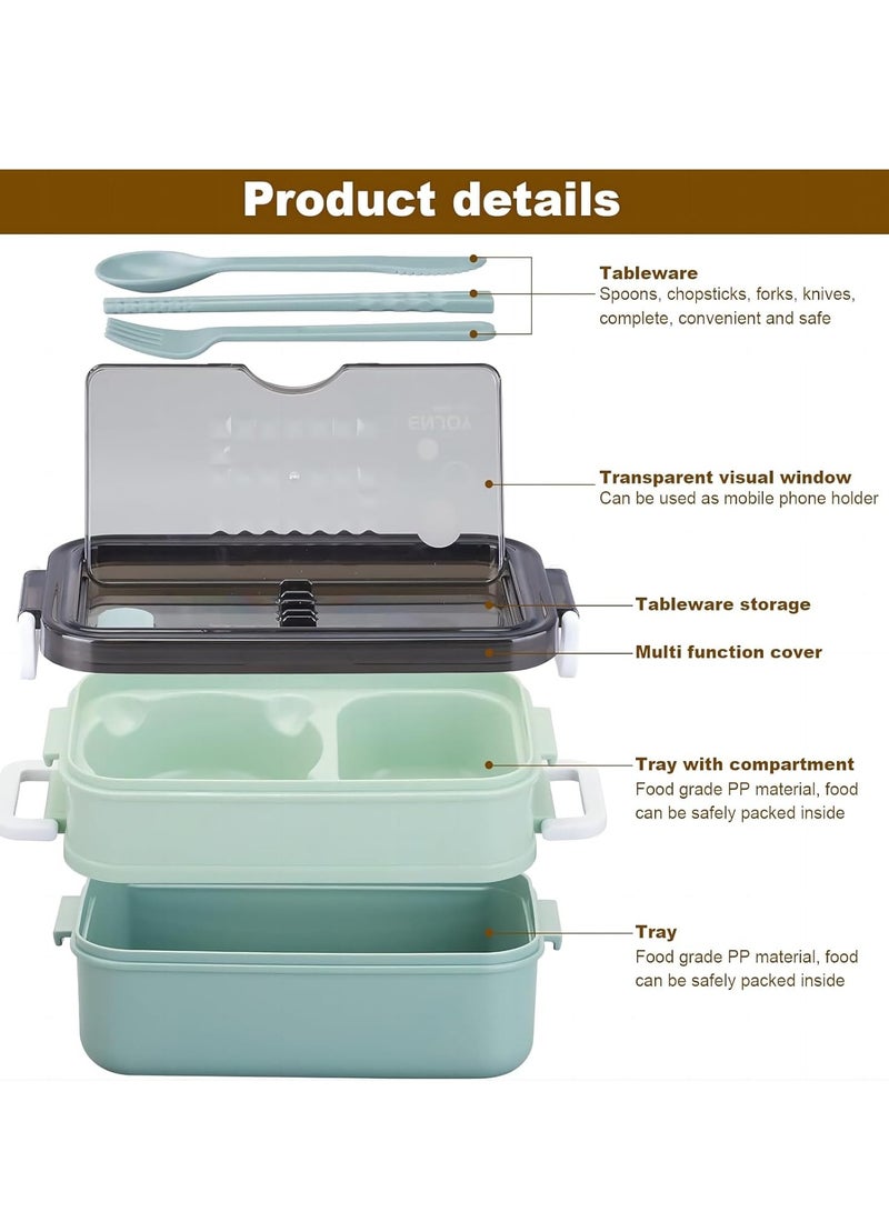 Large-capacity Double-layer Insulated Lunch Box with Cutlery for Teenagers and Workers at School Classroom Canteen Back to School Portable Lunch Box Home Kitchen Supplie  - Image 4