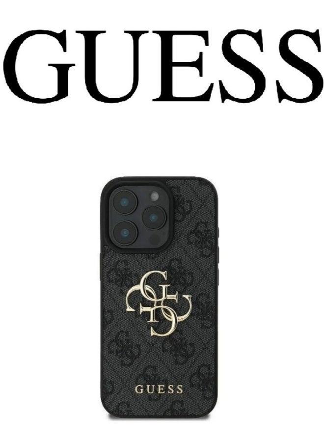 GUESS IPhone 16 Pro Max cover, with a logo and a leather design approved by the global brand Guess. From CG-MOBILE. In Black - Image 3