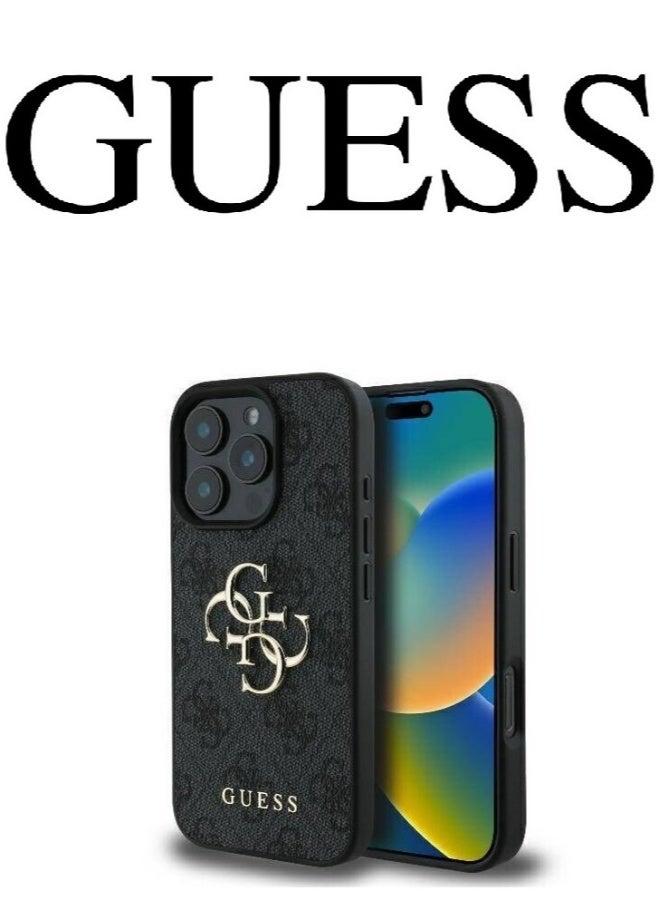 GUESS IPhone 16 Pro Max cover, with a logo and a leather design approved by the global brand Guess. From CG-MOBILE. In Black - Image 2