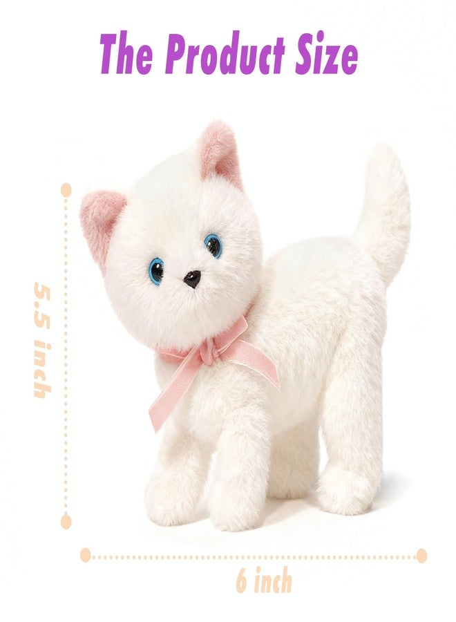 Ditucu Cat Stuffed Animals Cute Soft Kitten Plush Doll Small Kitty Plushies Toys Gifts for Kids White 6 inch - Image 3