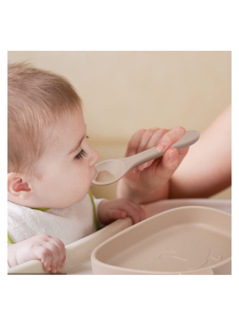 SOLARAE طقم أطباق وصحن مص suction للأطفال مع شوكة وملعقة من السيليكون لمساعدة الأطفال على تناول الطعام بأنفسهم، خالي من BPA، آمن في غسالة الصحون والميكروويف - Image 2