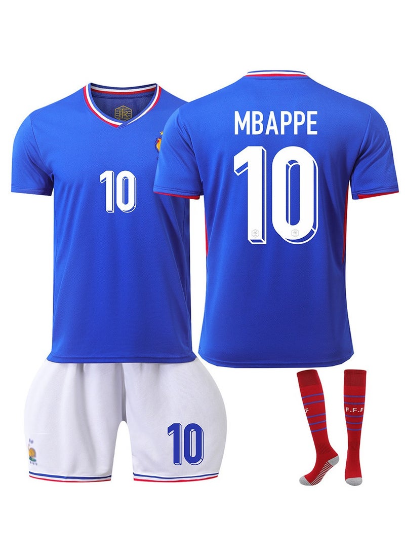 2024 European Cup French Children's And Youth Football Uniform Three-Piece Suit No. 10  - Image 1