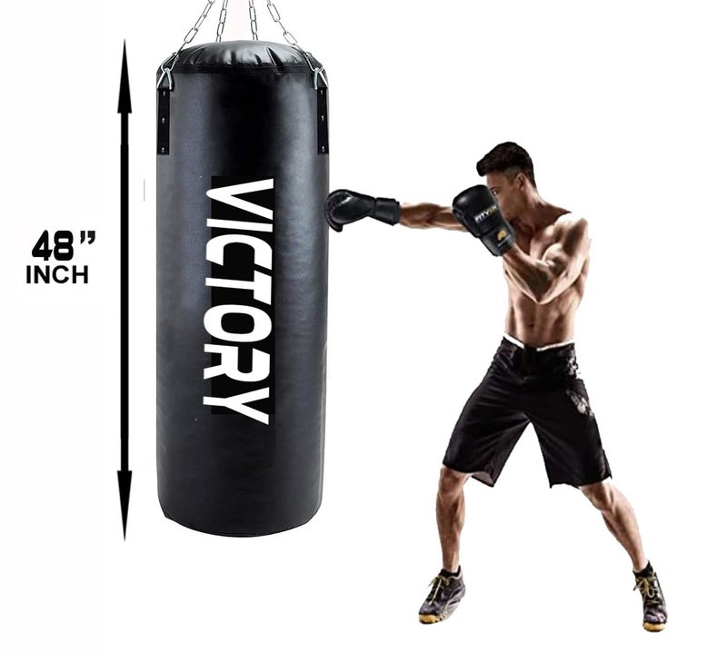 Victory Unfilled Synthetic Leather Boxing Punching Bag | Boxing Gloves | Hanging Chain | Kickboxing | Muay Thai | Taekwondo | (4 Feet) - Image 2