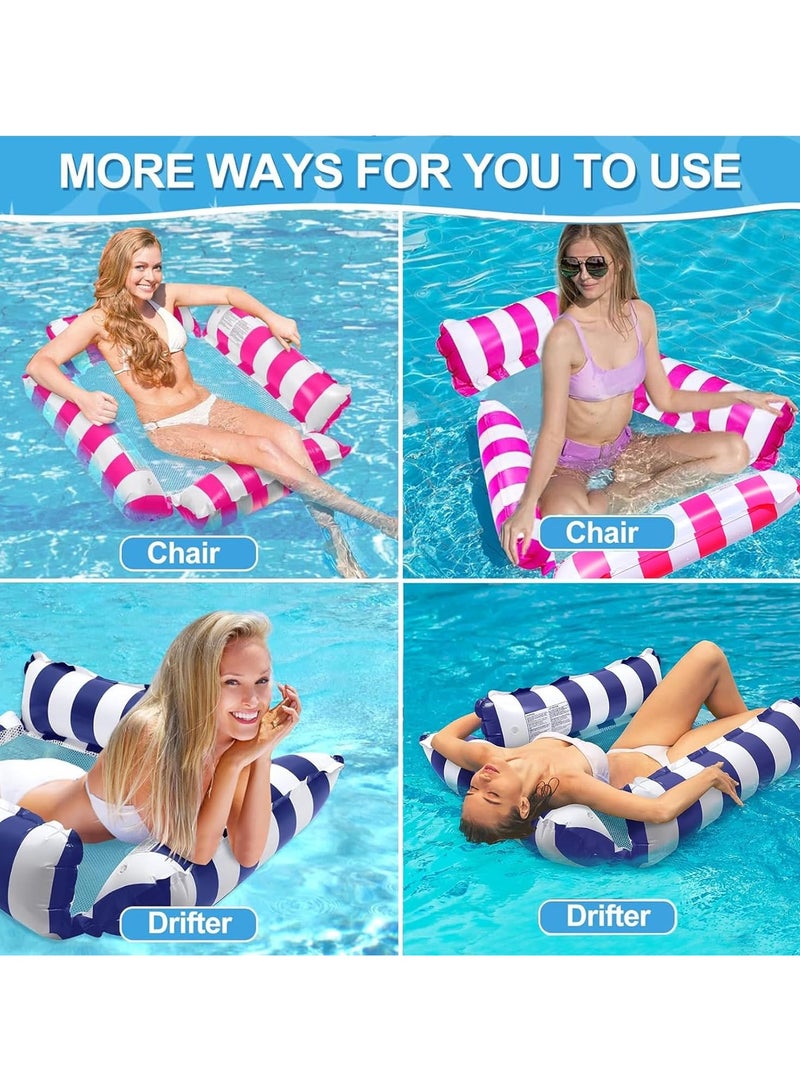 2 Pack Swimming Pool Floats, 4-in-1 Adults Pool Float & Water Hammock with Air Pumps, Multi-Purpose, Inflatable Pool Floats for Adults - Image 5