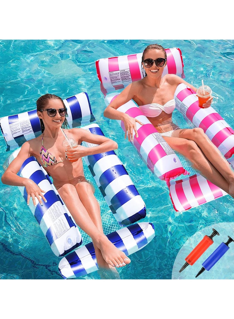 2 Pack Swimming Pool Floats, 4-in-1 Adults Pool Float & Water Hammock with Air Pumps, Multi-Purpose, Inflatable Pool Floats for Adults - Image 1