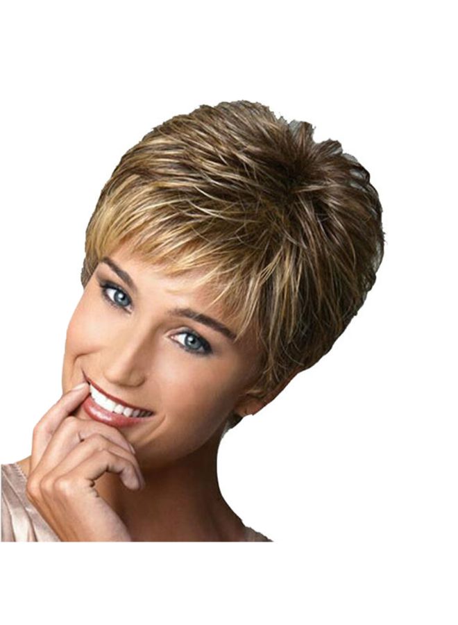 فوبيري شعر مستعار بتصفيفة قصيرة ونمط متدرج ومصنوع من الألياف الصناعية بني 18x15x2سم - Image 4