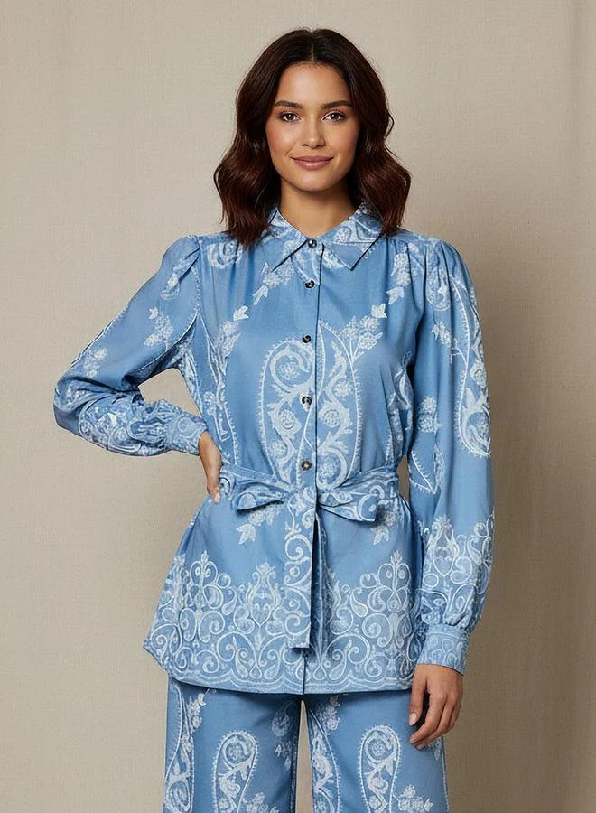 سبلاش فيڤ Belted Top with Floral Print