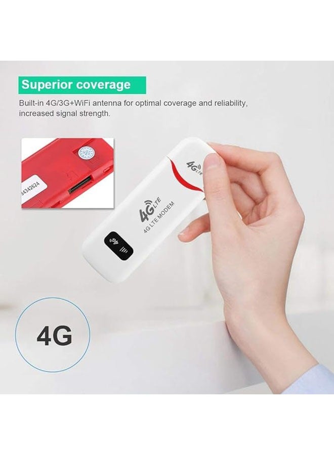 محول واي فاي USB بسرعة 100 ميجابت في الثانية، محول شبكة USB 4G LTE لاسلكي محمول للهوت سبوت راوتر مودم للكمبيوتر المكتبي والكمبيوتر المحمول، يدعم بطاقة ذاكرة TF بسعة 32 جيجابايت، و10 مستخدمين للواي فاي - Image 3
