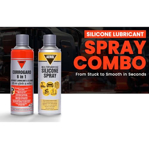 Aerol Silicone Lubricant Spray Grade 70 (300g/513ml) Lubricates Plastic, Rubber & Metal Parts | Aerol Corrogard 6 in 1 Anti rust Lubricant and Cleaner Grade 4141 (300g/439ml) (COMBO PACK) - Image 4