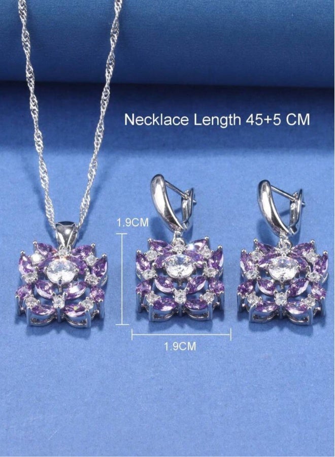 925 Silver Plated Luxury Jewellery Set For Women Inlaid With Zirconia - Image 3