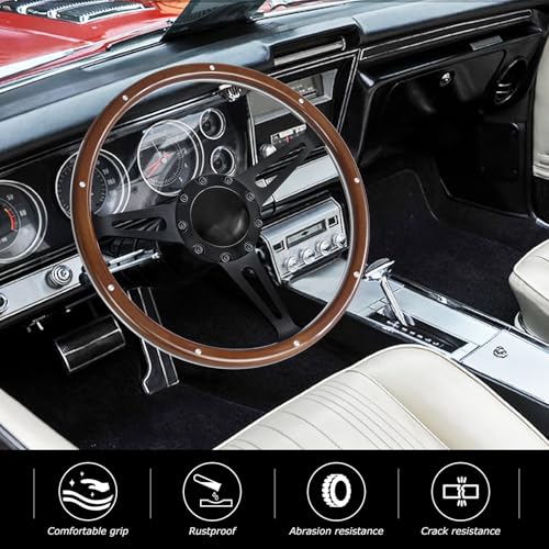QYMOPAY 9 bolt disc shaped steering wheel, 14 inch wooden steering wheel, suitable for most nine hole car wooden steering wheels - Image 4