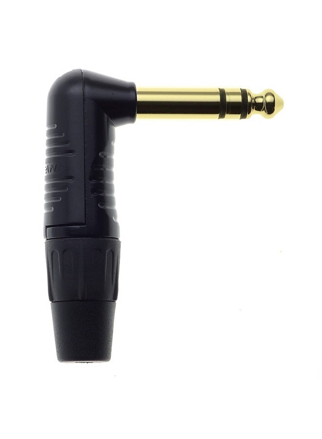 Keple 6.35mm 1/4" Inch Stereo Jack Plug, 90 Degree, 3-Pole, Black, 3 Gold Contacts - Plastic Grip Repair Jack TS Male Solder Type DIY Audio Cable Connector - Image 4