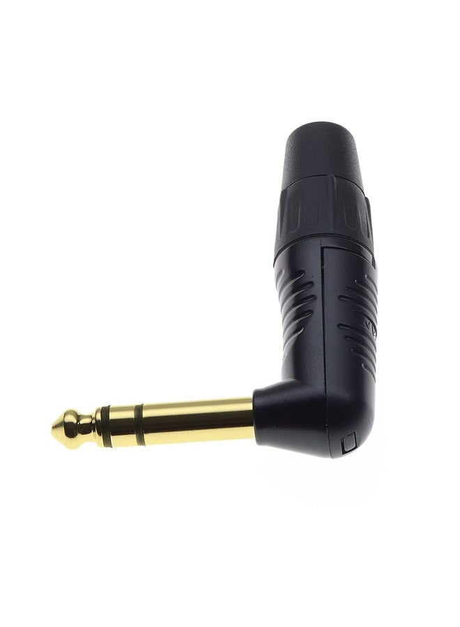 Keple 6.35mm 1/4" Inch Stereo Jack Plug, 90 Degree, 3-Pole, Black, 3 Gold Contacts - Plastic Grip Repair Jack TS Male Solder Type DIY Audio Cable Connector - Image 2