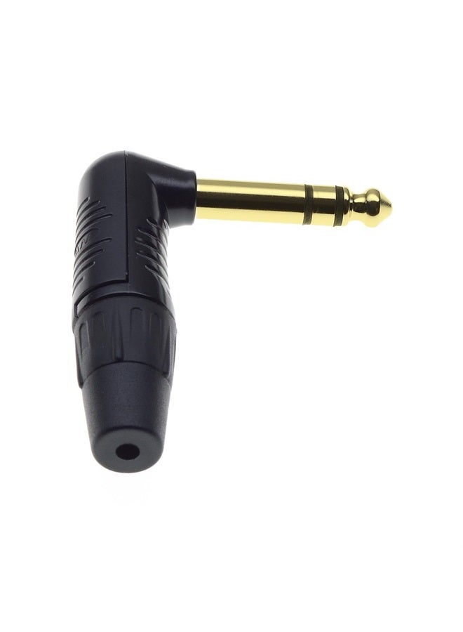 Keple 6.35mm 1/4" Inch Stereo Jack Plug, 90 Degree, 3-Pole, Black, 3 Gold Contacts - Plastic Grip Repair Jack TS Male Solder Type DIY Audio Cable Connector - Image 3