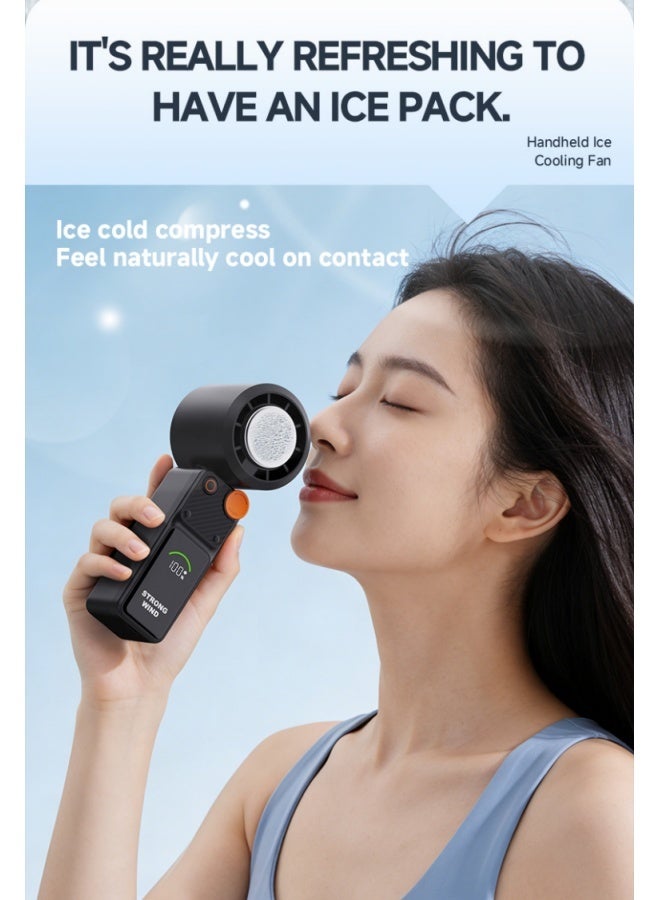 BESTPEAK This portable handheld fan features instant cooling technology, 100 adjustable fan speeds, a high-speed turbine mode, a 3000mAh rechargeable battery, and a digital display, making it ideal for travel, camping, and outdoor activities. - Image 3