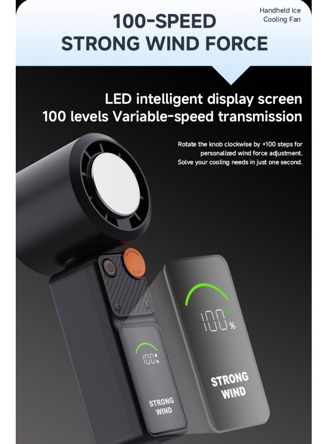 BESTPEAK This portable handheld fan features instant cooling technology, 100 adjustable fan speeds, a high-speed turbine mode, a 3000mAh rechargeable battery, and a digital display, making it ideal for travel, camping, and outdoor activities. - Image 5