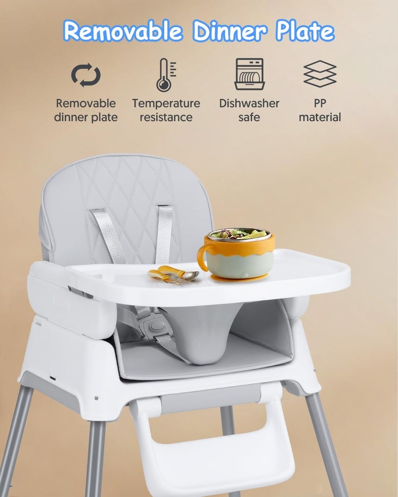 Bellababy 3 in 1 Baby High Chair, Bellababy Adjustable Convertible Chairs for Babies and Toddlers, Compact/Light Weight/Portable/Easy to Clean, Beige - Image 5