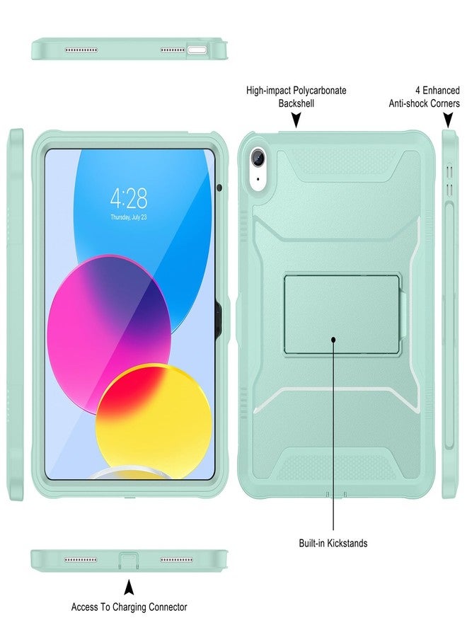 Soke Case for iPad (A16) 11th Generation 11-inch 2025, iPad 10th Generation 10.9-inch 2022, with Built-in Screen Protector and Kickstand, Rugged Full Body Protective Cover - Green - Image 3