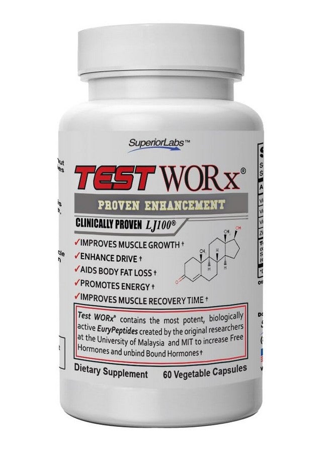 سوبيريور لابس Superior Labs - مكمل غذائي لتعزيز هرمون التستوستيرون الطبيعي Test Worx - LJ100 مثبت سريريًا و8 مكونات قوية أخرى للقيادة والقدرة على التحمل والتحمل والقوة - Image 1