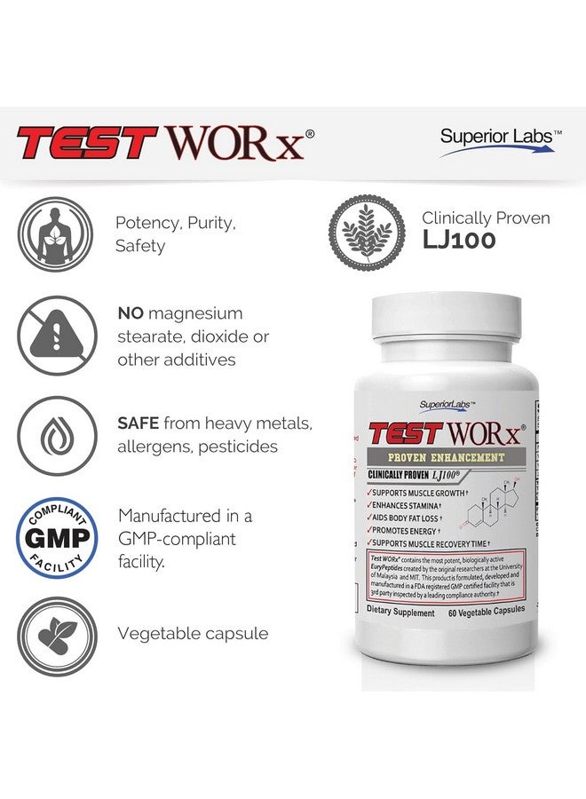 سوبيريور لابس Superior Labs - مكمل غذائي لتعزيز هرمون التستوستيرون الطبيعي Test Worx - LJ100 مثبت سريريًا و8 مكونات قوية أخرى للقيادة والقدرة على التحمل والتحمل والقوة - Image 5