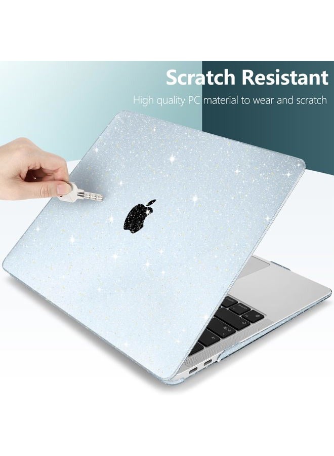 TWOLSKOO for MacBook Air 13 Inch Case 2021-2018 M1 A2337 A2179 A1932 Touch ID, Plastic Hard Shell Case with Keyboard Cover & Type C Adapter 2 Pack & Camera Cover, Glitter Blue - Image 5