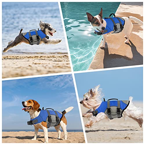 Mklhgty Dog Life Jacket, Reflective Adjustable Dog Life Vest with Rescue Handle for Swimming and Boating, Ripstop Pet Safety Life Preserver for Small, Medium and Large Dogs - Image 4