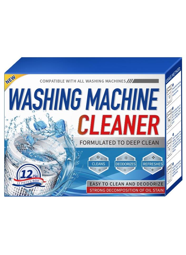 أقراص تنظيف للغسالات، غسالة التحميل الأمامي والتنظيف العميق والغسالة ذات التحميل العلوي، 12 قطعة من منظف الغسالة بدرجة احترافية ومزيل الروائح الكريهة لإزالة التراكمات - Image 1