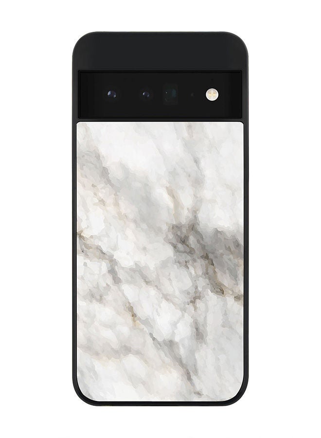 Stylizedd Rugged Black edge case for Google Pixel 6 Pro 5G Slim fit Soft Case Flexible Rubber Edges Anti Drop TPU Gel Thin Cover - Marble Print Beige Grey - Image 1