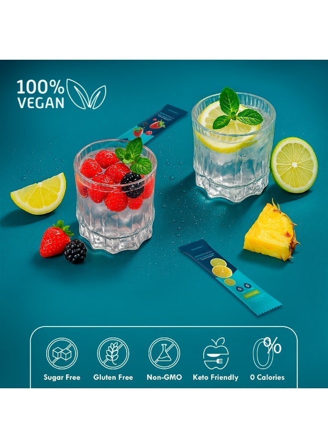 برنيسي عبوات مسحوق الشوارد ، عبوات الترطيب ، مسحوق الشوارد بدون سكر ، مزيج مشروب المنحل بالكهرباء المحمول للترطيب السريع ، خالي من السكر ومنخفض الصوديوم / 0 سعرة حرارية / 3 نكهات / 30 عصا - Image 4