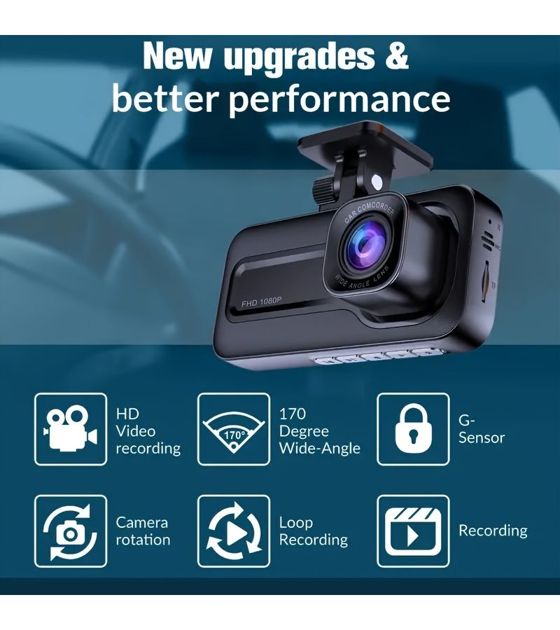 Dual Lens Dash Camera 1080P Front and 720P Interior IR Night Vision G Sensor Parking Monitoring Loop Recording 128GB Memory Card - Image 2