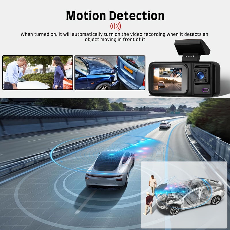 Dual Lens Dash Camera 1080P Front and 720P Interior IR Night Vision G Sensor Parking Monitoring Loop Recording 128GB Memory Card - Image 5