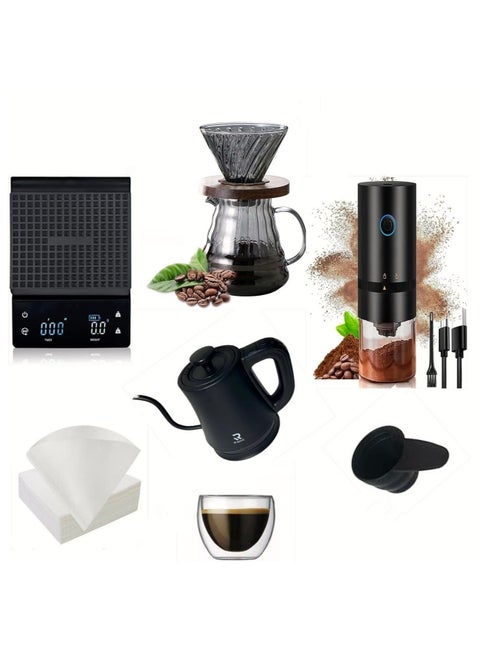 V60 Set 7 Piece Coffee Drip Set With Smart electric kettle for temperature control