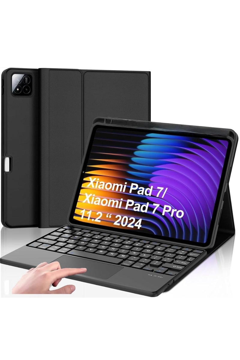 SMART Keyboard Case for Xiaomi Pad 7 / 7 Pro 11.2" – Magnetic Detachable Keyboard with Multi-Touch Trackpad, Adjustable Stand, PU Leather Protective Cover, Lightweight & Portable (Black) - Image 1