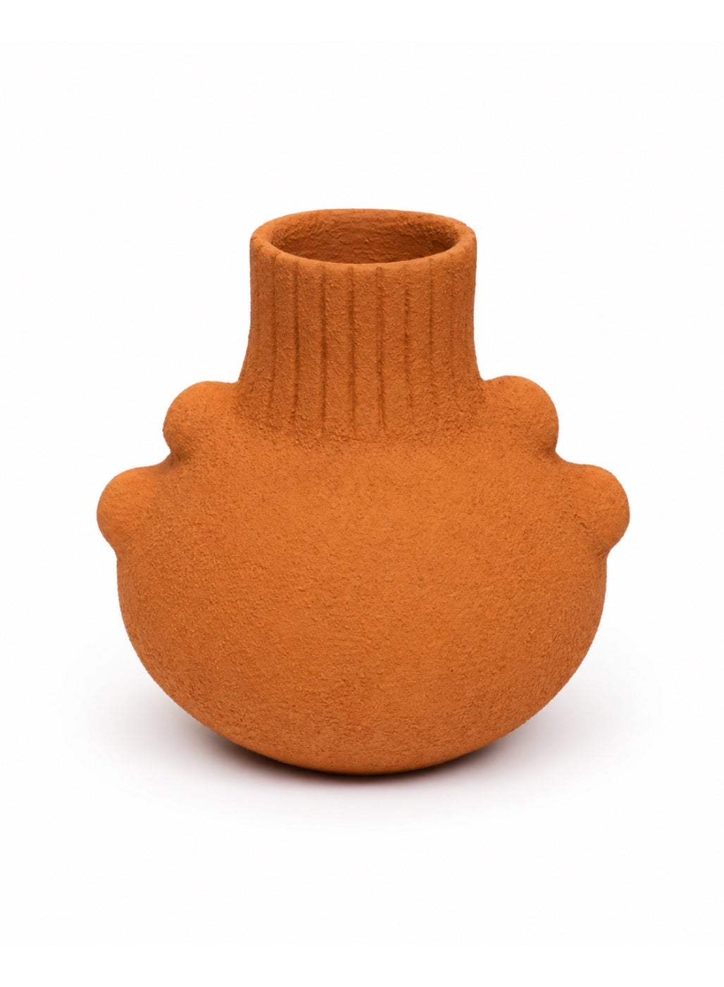 Casa Home Handcrafted Terracotta Clay Vase with Textured Knobs, Rustic Artistic Pottery Decor