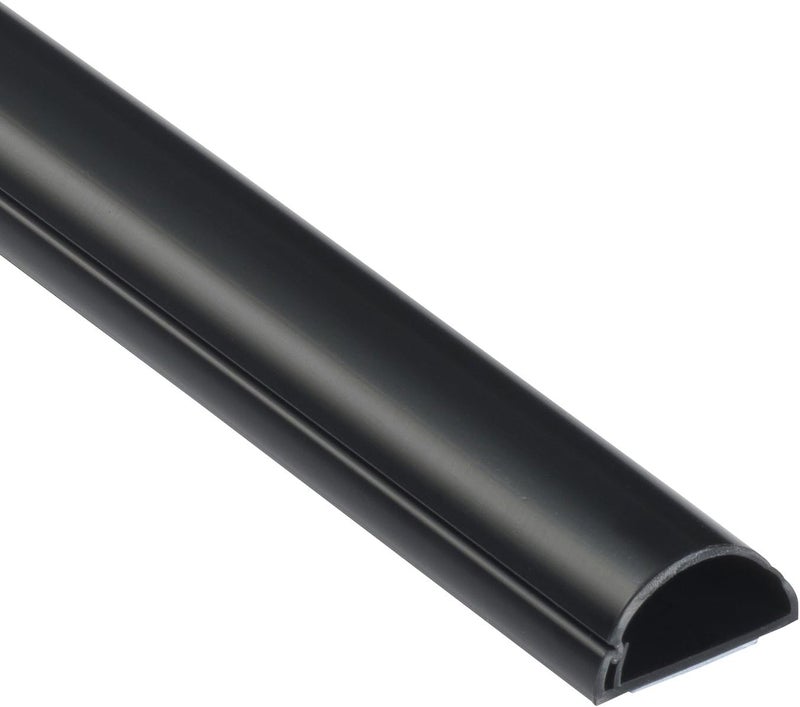 D-Line 15.7in TV Cord Hider, Patented Half Round Cable Cover, Hide Wall Mount TV Wires, Hinged One-Piece Cable Concealer, Adhesive, Decorative Raceway - 1.18in W x 0.59in H x 15.7in L - Black - Image 1