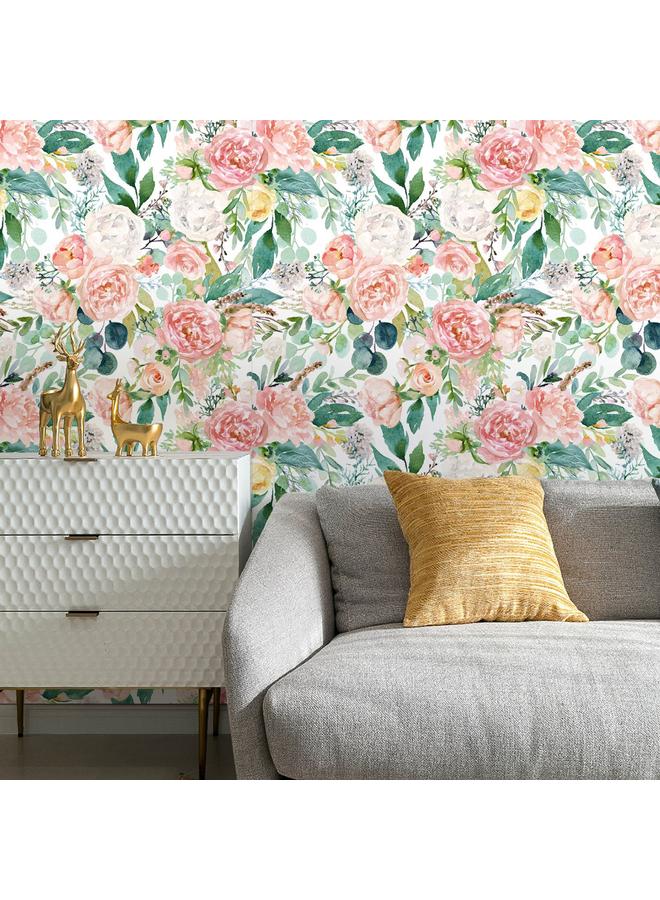 Bluejw Romantic Watercolor Flower Self-adhesive Wallpaper Small Fresh Style Living Room Dormitory Bedroom Renovation Wallpaper  HotRW229 - Image 3