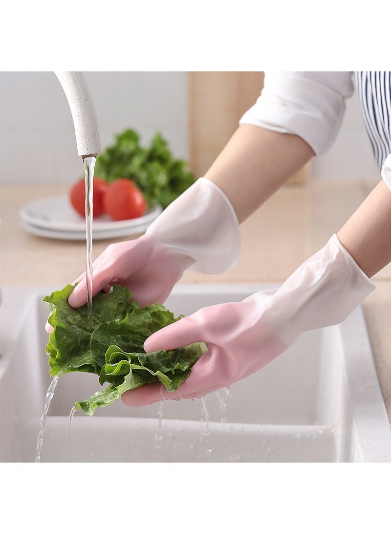 2pcs قفازات مطاطية طويلة تنظيف غسيل صحون مطبخ غسيل صحون الطبخ المنزلية غسالة صحون يدوية حمام حديقة  - Image 1