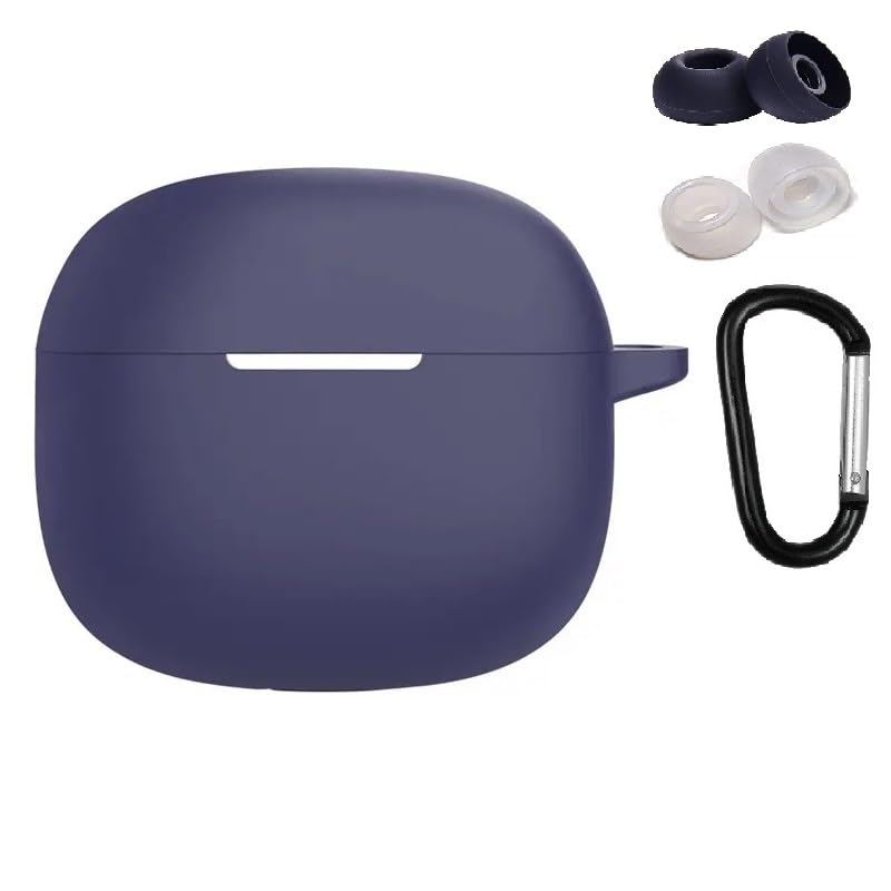 Printme Compatible for Boat Airdopes 91 Case Cover Silicone, Soft, Anti Scratch, Anti Fall, LED Visible, with Hook and EarTips [Earbuds Not Included] (Blue) - Image 1
