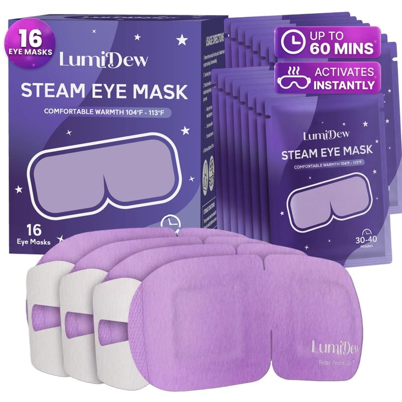 LumiDew Steam Eye Mask Self Heating Heated Eye Mask for Sleep Warm Compress for Eyes Moist Heat for Dry Eye Relief Stye Eye Treatment Spa Travel Essentials Unscented 16 Pack - Image 2