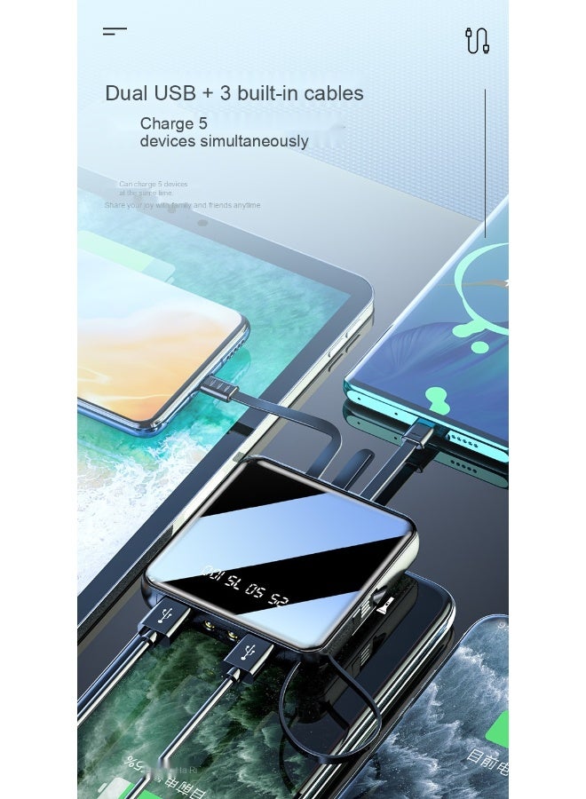Mini Portable 10000mAh Power Bank with Built-in Cable and Digital Display - Universal Charger for Phones - Image 2