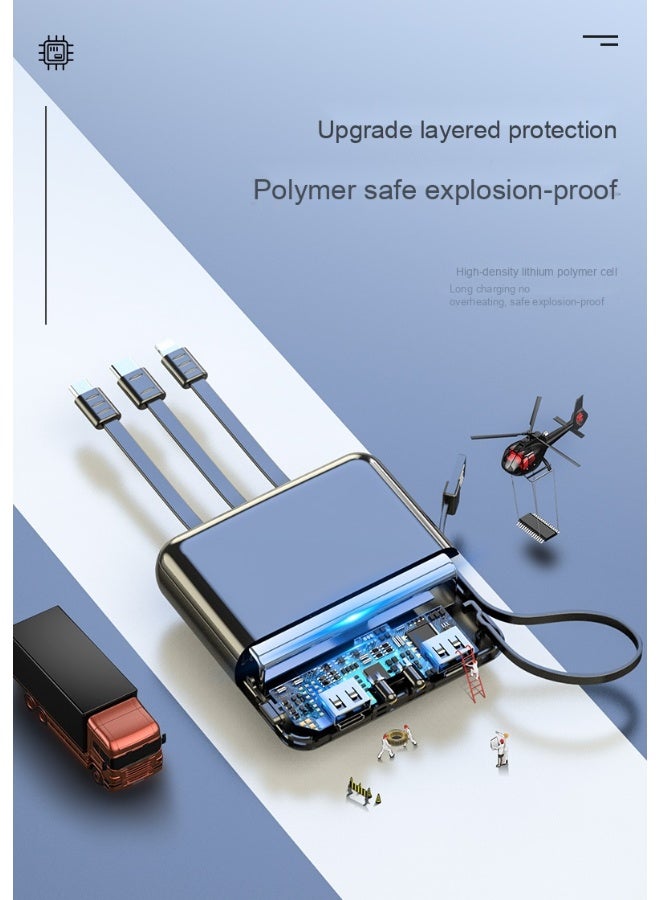 Mini Portable 10000mAh Power Bank with Built-in Cable and Digital Display - Universal Charger for Phones - Image 3