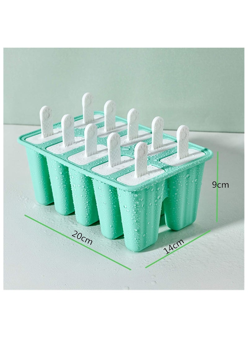 Popsicle Molds 10 Pieces Silicone Ice Pop Molds Popsicle Mold Reusable Easy Release Ice Pop Maker(10 Cavities-Green)  - Image 3