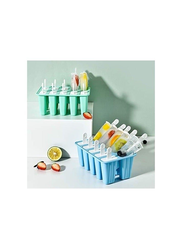 Popsicle Molds 10 Pieces Silicone Ice Pop Molds Popsicle Mold Reusable Easy Release Ice Pop Maker(10 Cavities-Green)  - Image 5