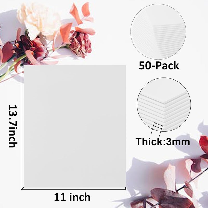 AYAYGD 50 Pack White Foam Board for Projects, 11 x 13.7Inch Foam Core Baking Board Mat Board Center, 1/8Inch Thick Polystyrene Foam Sheet for School, Presentation, Signage & Art Crafting - Image 2