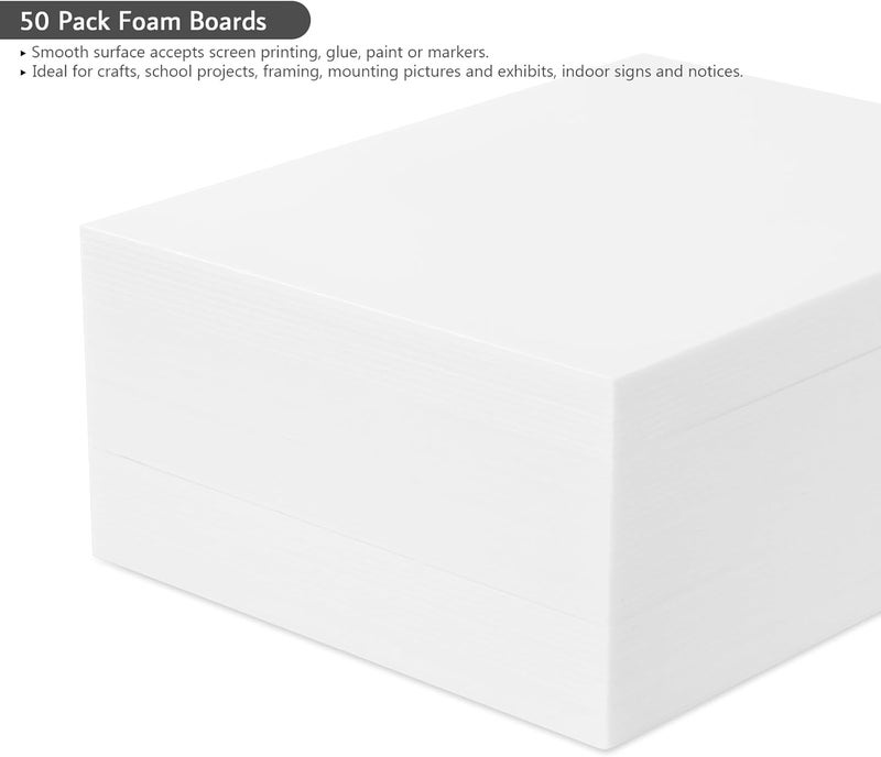 AYAYGD 50 Pack White Foam Board for Projects, 11 x 13.7Inch Foam Core Baking Board Mat Board Center, 1/8Inch Thick Polystyrene Foam Sheet for School, Presentation, Signage & Art Crafting - Image 3