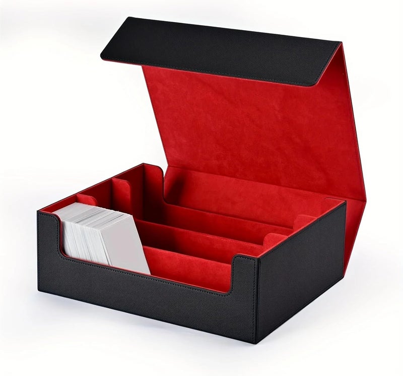 Trading Card Storage Box, Can Hold 1800+ Single Decks, Magnetic Closure PU Leather Card Box Moving Supplies(White-purple) - Image 2